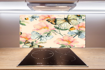 Panel do kuchni Motyle i kwiaty