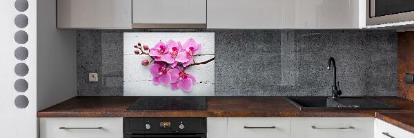 Panel lacobel Orchidea na drewnie