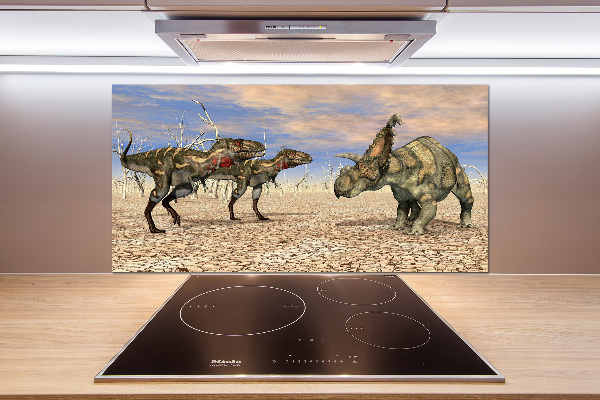 Panel między meble w kuchni Dinozaury