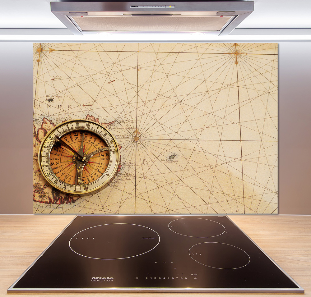Panel do kuchni Kompas na mapie