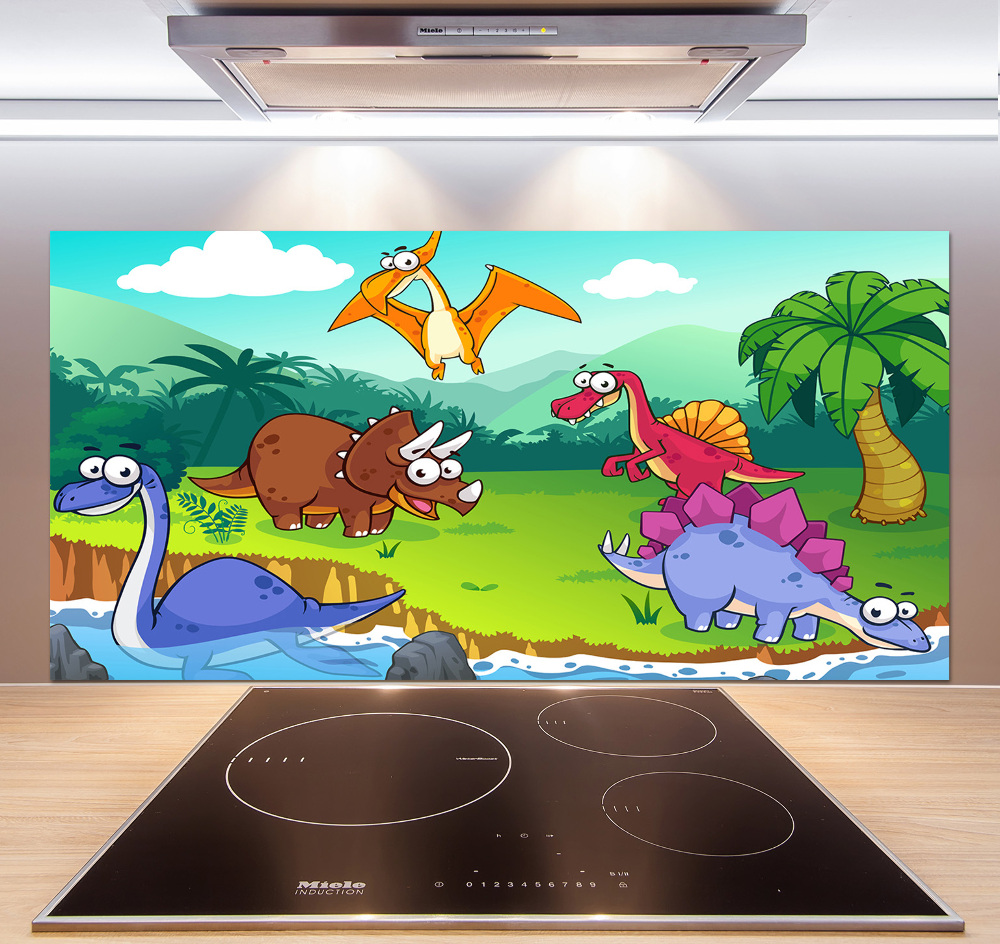 Panel między meble w kuchni Dinozaury