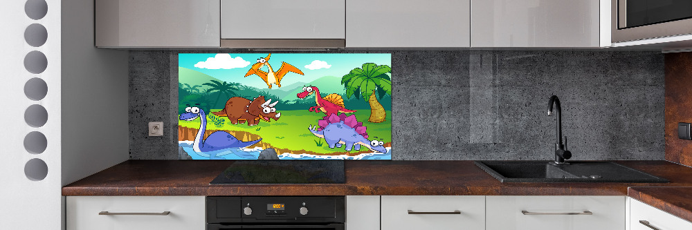 Panel między meble w kuchni Dinozaury