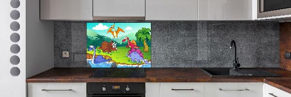 Panel między meble w kuchni Dinozaury