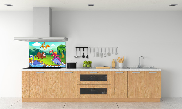 Panel między meble w kuchni Dinozaury