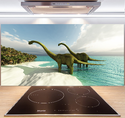 Panel do kuchni Dinozaury na plaży
