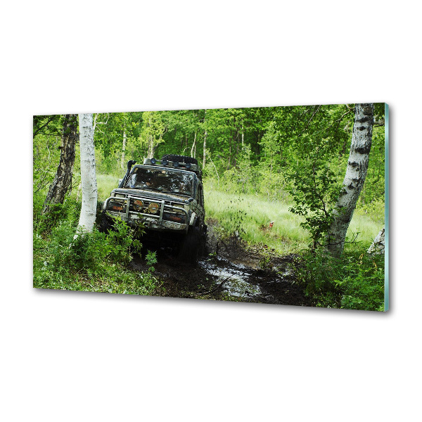 Panel dekor szkło Jeep w lesie