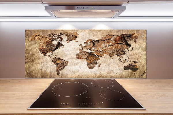 Panel do kuchni Mapa świata drewno