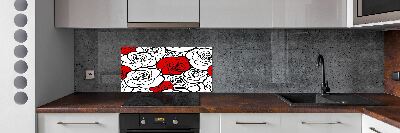 Panel szklany do kuchni Róże