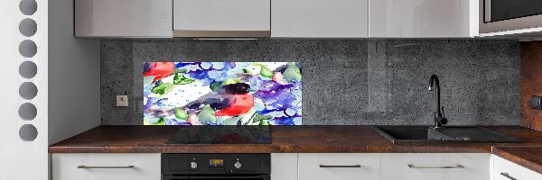 Panel do kuchni Ptak i kwiaty