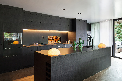 Panel lacobel Ziarna kawy i kubek