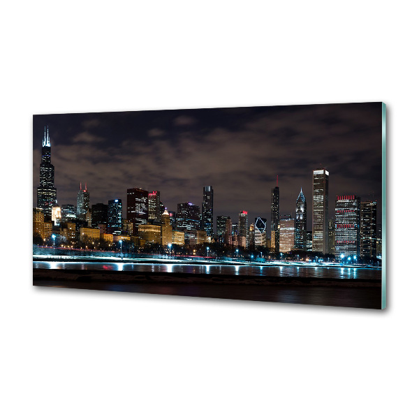 Panel dekor szkło Chicago nocą