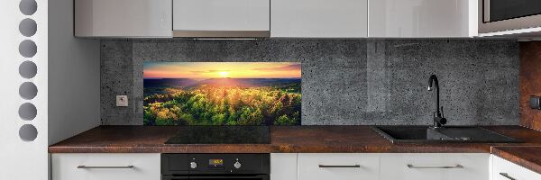 Panel do kuchni Las zachód słońca