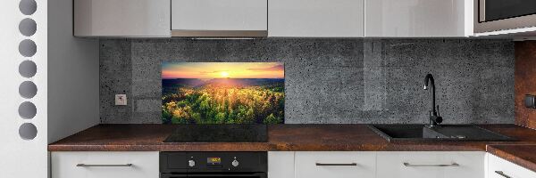 Panel do kuchni Las zachód słońca