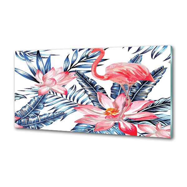 Panel do kuchni Flamingi i rośliny