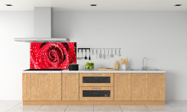 Panel lacobel Krople wody na róży