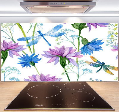Panel do kuchni Kwiaty i ważki