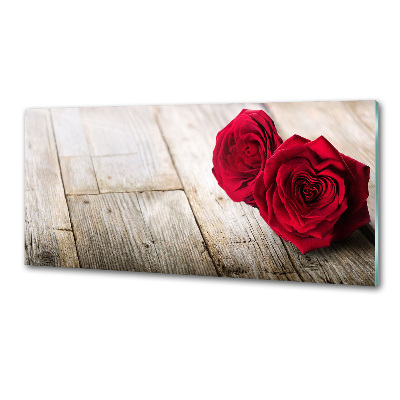 Panel do kuchni Róże na drewnie