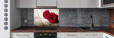 Panel do kuchni Róże na drewnie