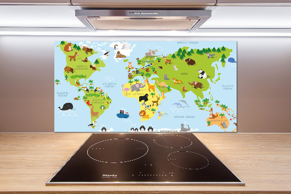 Panel do kuchni Mapa zwierzęta