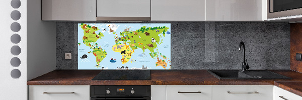 Panel do kuchni Mapa zwierzęta