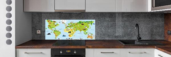 Panel do kuchni Mapa zwierzęta