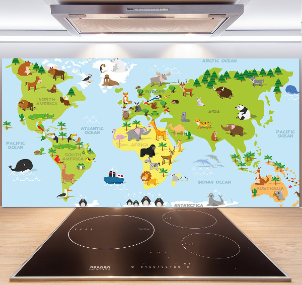Panel do kuchni Mapa zwierzęta