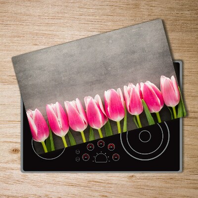Deska do krojenia szklana Różowe tulipany