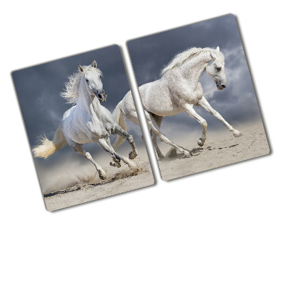 Deska kuchenna szklana Białe konie plaża