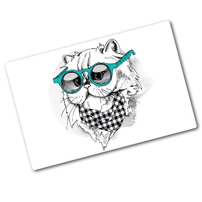 Deska kuchenna szklana Kot w okularach