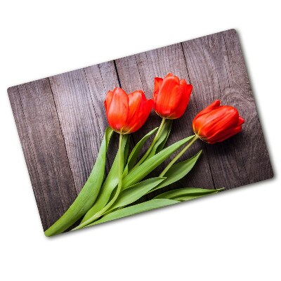 Deska do krojenia szklana Czerwone tulipany