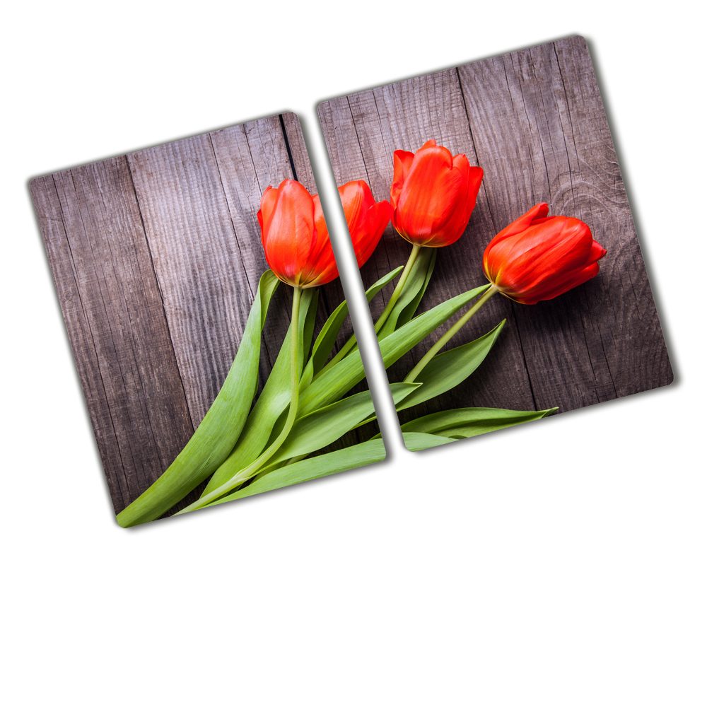 Deska do krojenia szklana Czerwone tulipany