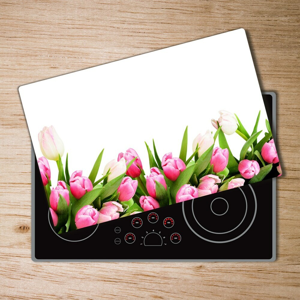 Deska do krojenia szklana Różowe tulipany