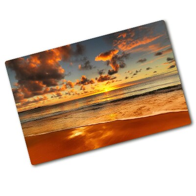 Deska kuchenna szklana Zachód słońca plaża