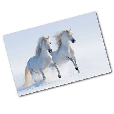 Deska kuchenna szklana Dwa konie w śniegu