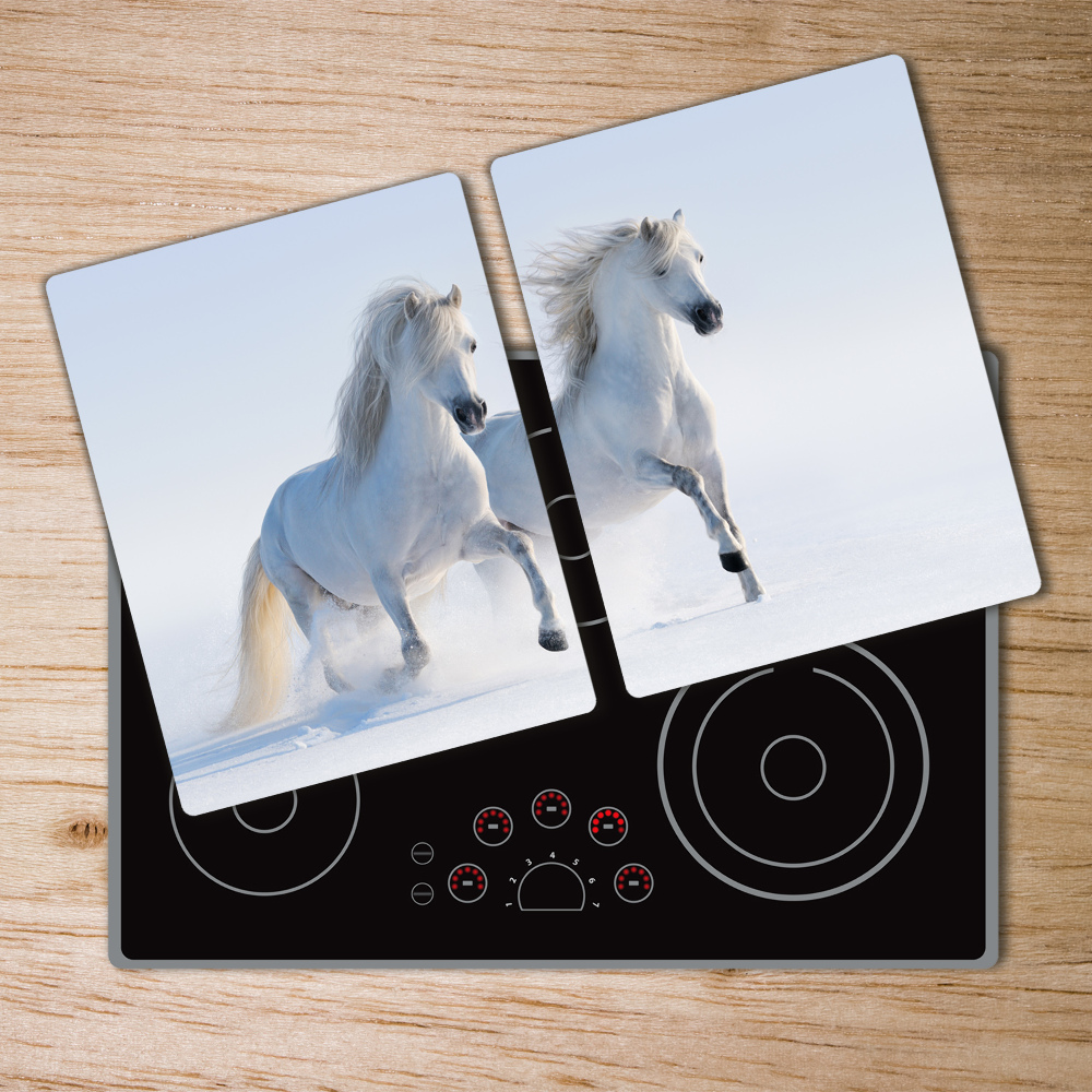Deska kuchenna szklana Dwa konie w śniegu