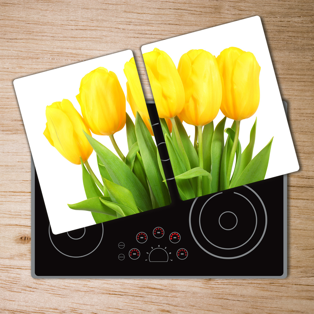 Deska do krojenia szklana Żółte tulipany