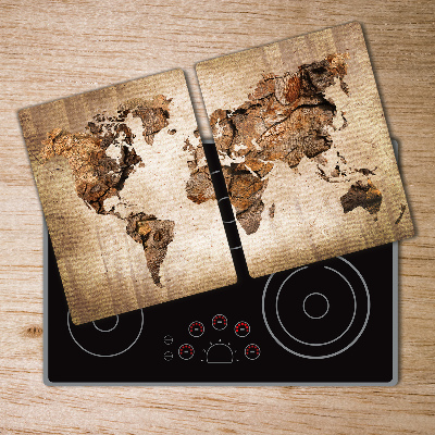 Deska kuchenna szklana Mapa świata drewno