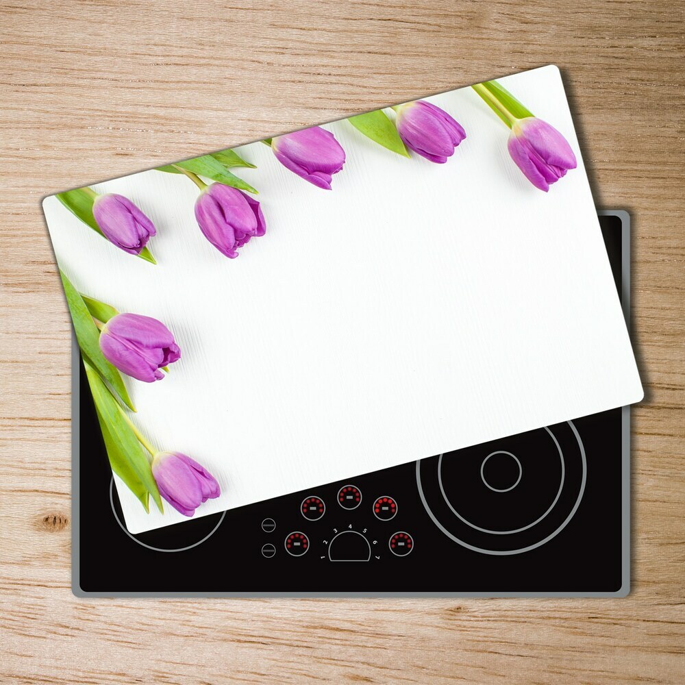 Deska do krojenia szklana Fioletowe tulipany