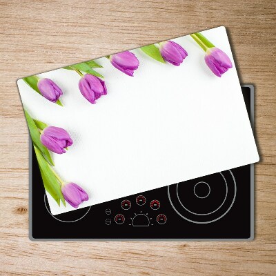 Deska do krojenia szklana Fioletowe tulipany