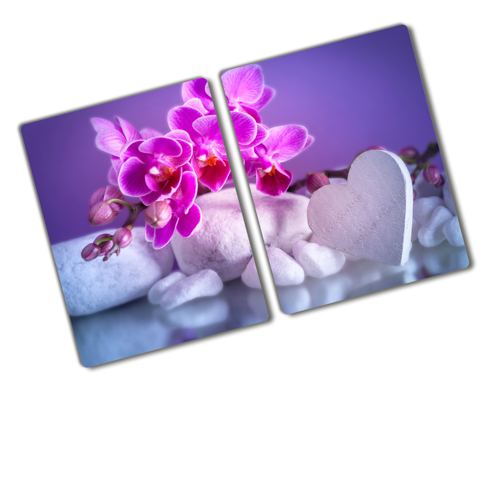 Deska do krojenia hartowana Orchidea i serce