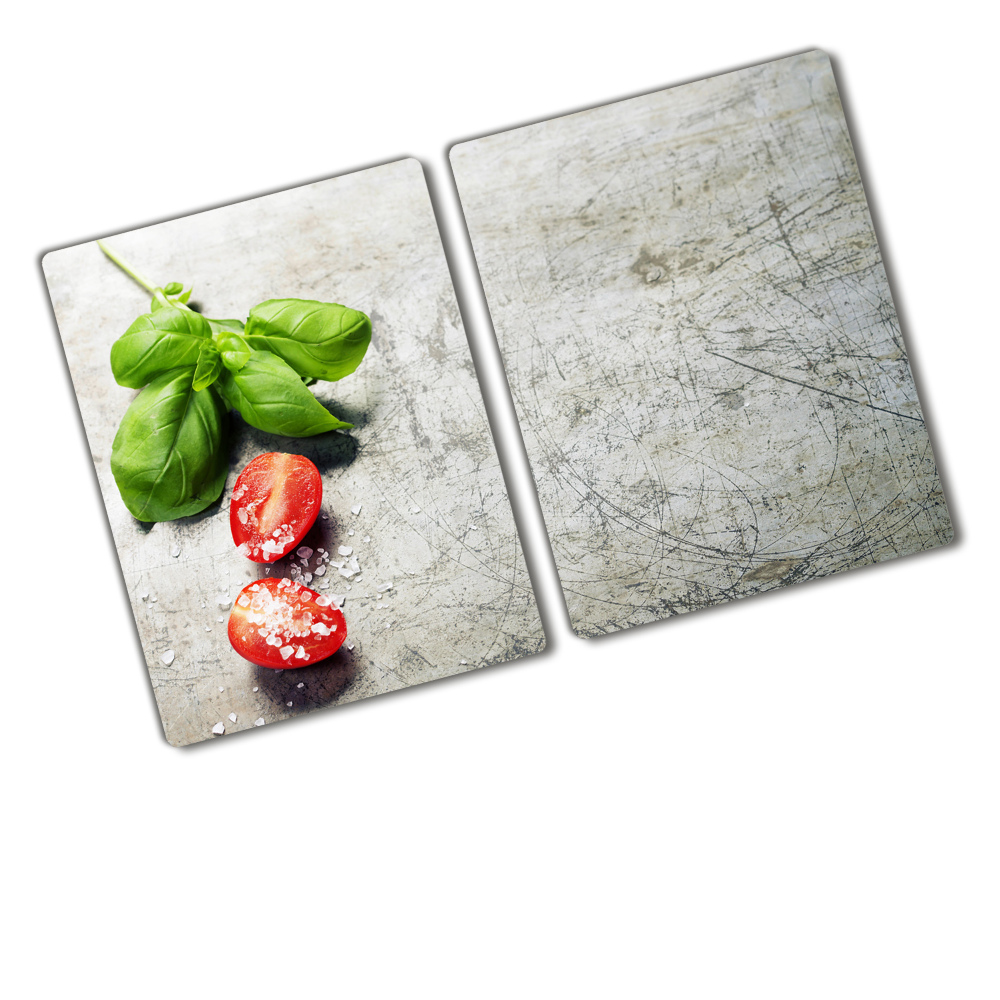 Deska kuchenna duża szklana Pomidory i bazylia