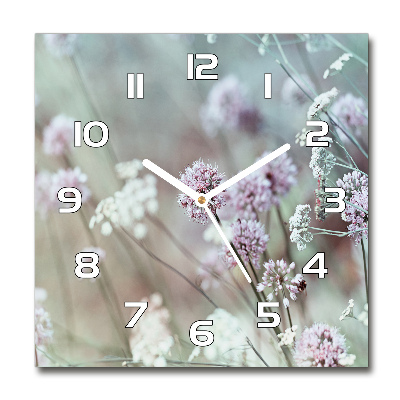 Zegar szklany kwadratowy Dzikie kwiaty