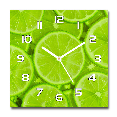 Zegar ścienny szklany kwadratowy Limonki
