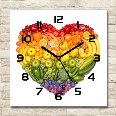 Zegar szklany kwadratowy Warzywne serce