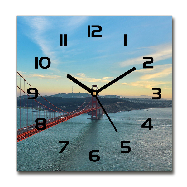 Zegar szklany kwadratowy Most San Francisco