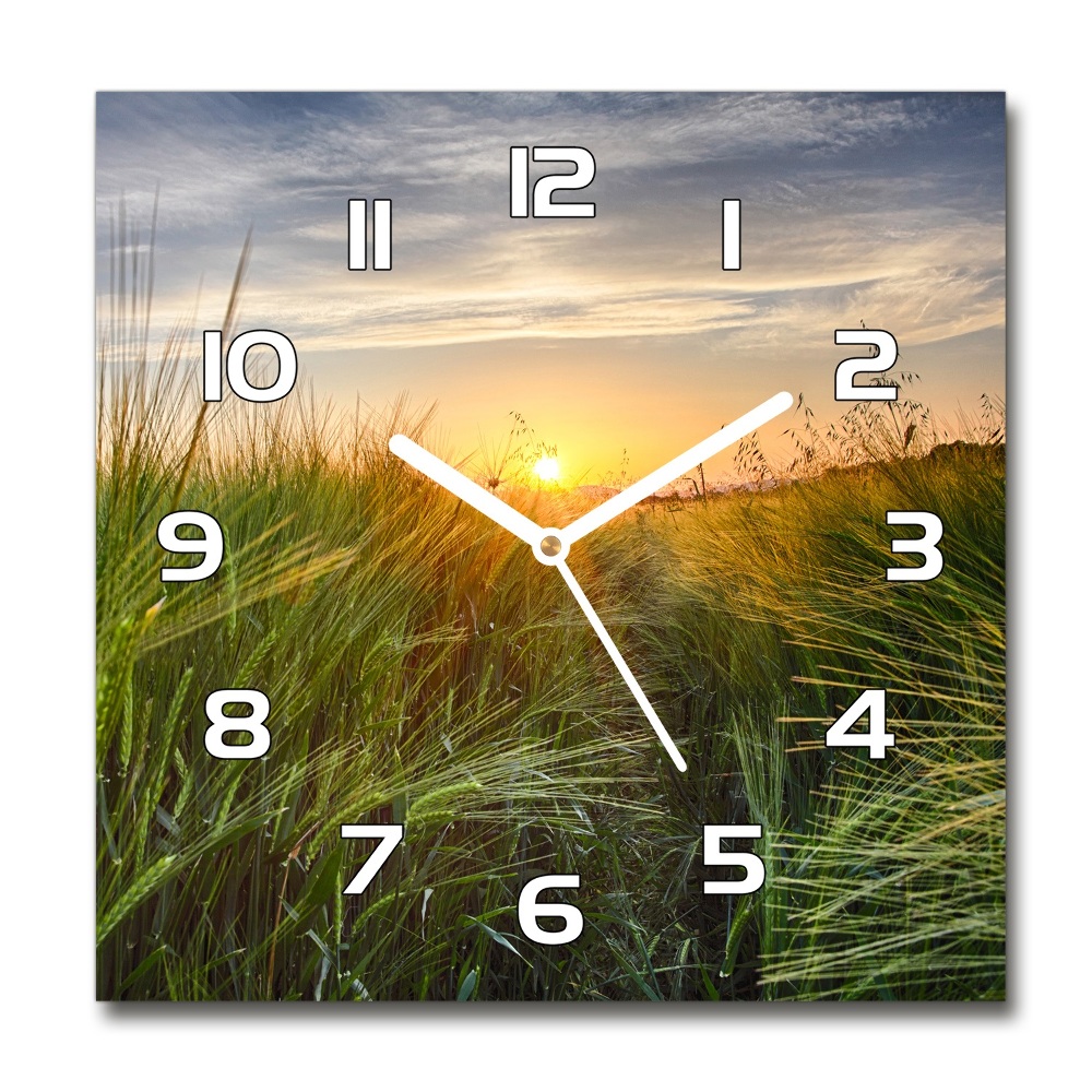 Zegar szklany kwadratowy Pole pszenicy