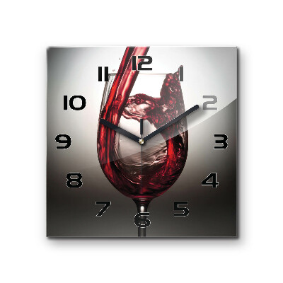 Zegar szklany kwadratowy Czerwone wino