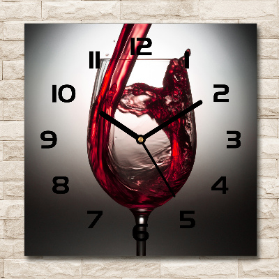 Zegar szklany kwadratowy Czerwone wino