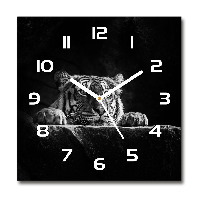 Zegar ścienny szklany kwadratowy Tygrys