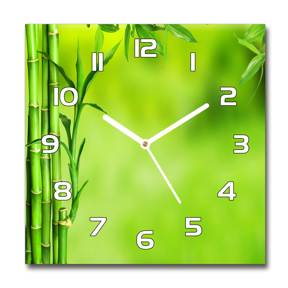 Zegar ścienny szklany kwadratowy Bambus